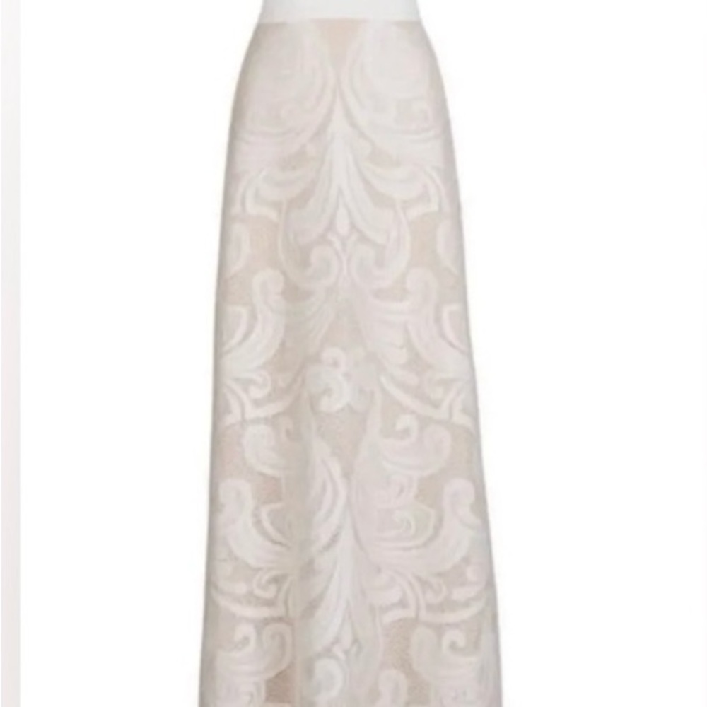 BCBGMAXAZRIA Off White Marilyne Swirl Lace Cutout Dress/Gown Size 6 - Picture 6 of 9